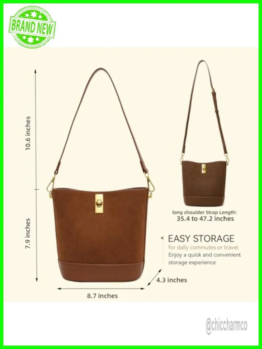 Mini Faux Suede Bucket Bag Crossbody Handbag Hobo Purse